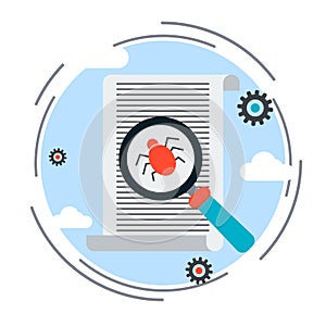 Computer virus search, debugging, internet security concept