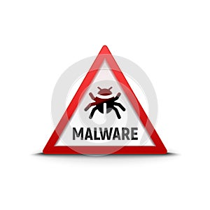 Computer virus sign warning trojan mailware. Security internet virus alert infection