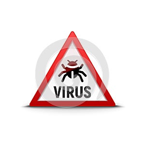 Computer virus sign warning trojan. Security internet virus alert infection