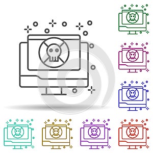 Computer virus web site multi color icon. Simple thin line, outline vector of computer icons for ui and ux, website or mobile