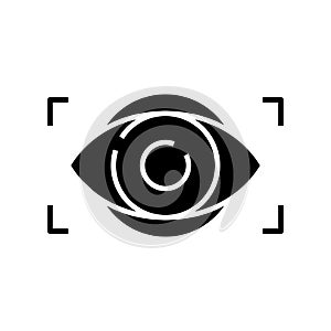 Computer vision black icon, concept illustration, vector flat symbol, glyph sign.