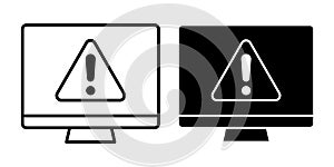 Computer Warning Black Icon Bundle for Alert and Error