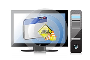 Computer website under construction sign