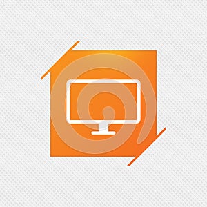 Computer widescreen monitor sign icon.