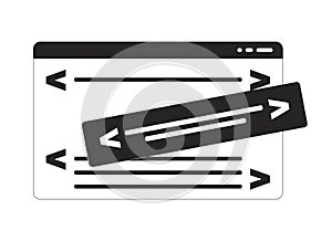 Computer window code development black and white 2D line object
