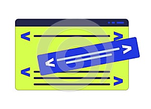 Computer window code development 2D cartoon object