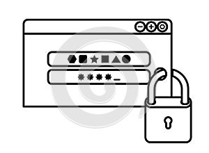 Computer window with padlock isolated icon