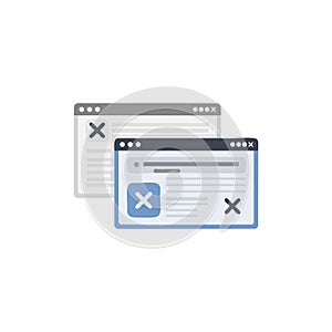 Computer windows user interface with close buttons simple design vector illustration