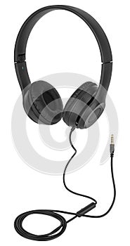 computer wired headphones, on a white background in insulation