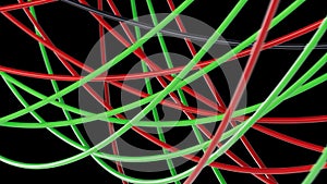 Computer wires on dark background. Network Ethernet connection concept 3d render