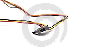 Computer wires for power supply on white background