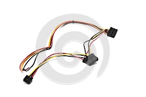 Computer wires for power supply on white background