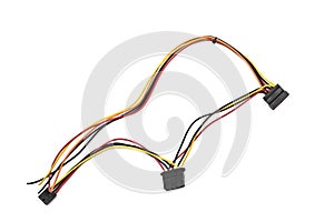 Computer wires for power supply on white background