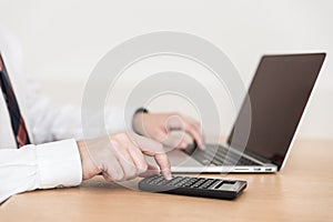 Computer work typing in office