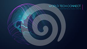 Computer world connectivity structure analysis. Internet network and science, technology background vector. World tech