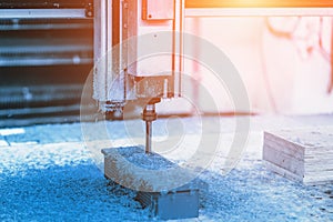 Computerized automatic lathe CNC drilling machine in factory close up