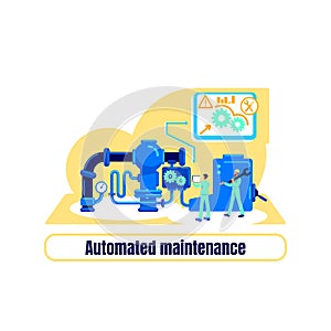 Computerized machinery flat concept vector illustration