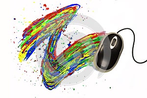 Computermouse painting on white background