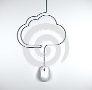 Computern mouse with cables in form of cloud