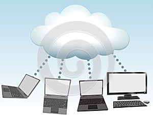 Computers connect to cloud computing technology