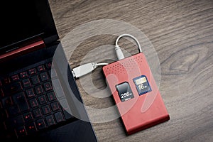 Computers and data storage devices. hard drive, memory card