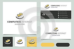 Computers internet logo design with editable slogan. Branding book and business card template.