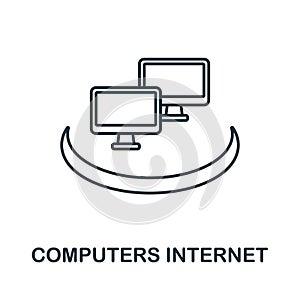Computers Intranet line icon. Element sign from networking collection. Computers Intranet outline icon sign for web