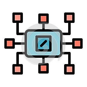 Computers on the local network icon color outline vector