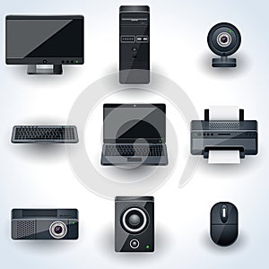 Computers and peripherals vector icons photo