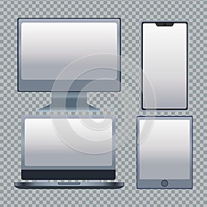 computers and smartphone with tablet