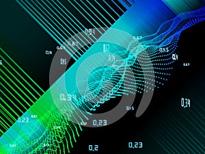 Computing algorithm artificial cryptography infographic. Big data color visualization