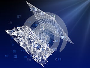 Computing algorithm artificial  infographic. Big data polygonaly visualization