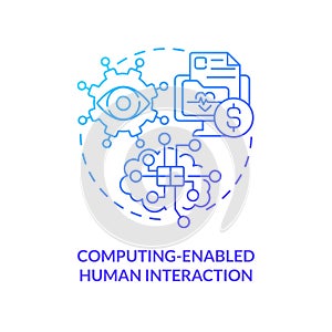 Computing enabled human interaction blue gradient concept icon