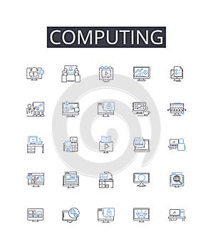 Computing line icons collection. Coding, Programming, Design, Development, Debugging, Deployment, Integration vector and