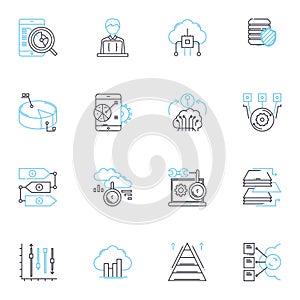 Computing power linear icons set. Computation, Processing, Cycles, Performance, Parallelism, Algorithms, Efficiency line