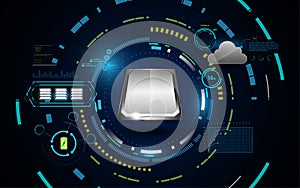 Computing sci fi hi tech system data cloud concept background