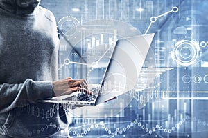 Computing, theft and touchscreen concept