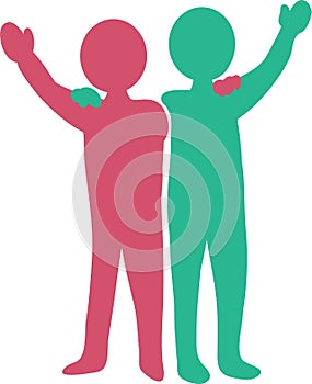 Comrades in Color A Friendship Silhouette Vector