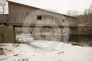 Comstock Covered Bridge over the Salmon River in Colchester, Connecticut
