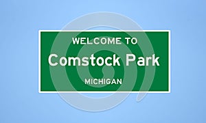 Comstock Park, Michigan city limit sign. Town sign from the USA