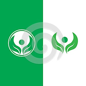 comunity and leaf icon vector illustration template design