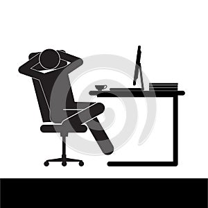 Con vector of Businessman falling asleep at his work. Procrastination. working at home or office, freelance