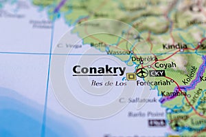 Conakry on map photo