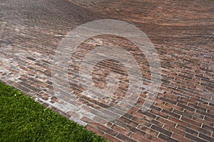 Concave red brick platform photo