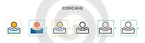 Concave vector icon in 6 different modern styles. Black, two colored concave icons designed in filled, outline, line and stroke