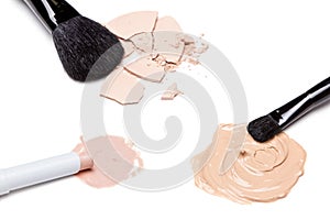 Concealer, foundation and powder with brushes