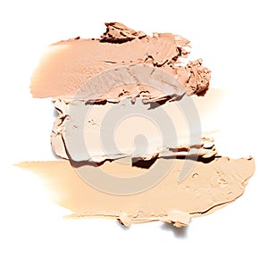 Concealer swatches isolated on white