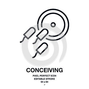 Conceiving process editable stroke outline icon isolated on white background vector illustration. Pixel perfect. 64 x 64 photo