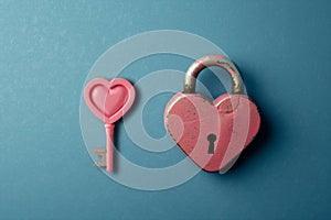 Concent concept as part of sexual health in relationships - heart shaped lock and key