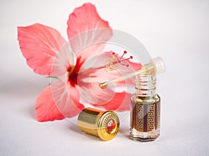 Concentrated floral perfume, Arabian attar in a mini bottle.